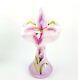Signed Fenton Pink Art Glass Jack In The Pulpit Vase Hand Painted Orchid