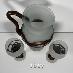Signed Filip Ravert Romanian Romblast Vase Pitcher And Two Art Glass