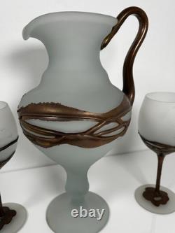 Signed Filip Ravert Romanian Romblast Vase Pitcher And Two Art Glass