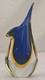 Signed Formia Murano Glass Sommerso Beak Vase Blue & Yellow Italian Art Glass