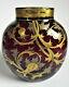 Signed Harrach 6 Oxblood Red Silver Gold Enamel Antique Bohemian Art Glass Vase