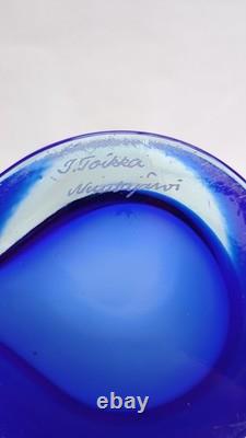 Signed Inkeri Toikka Nuutajärvi Finland XL Ella Pro Arte Series Art Glass Vase