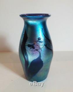 Signed JAMES LUNDBERG Art Glass Vase, Lundberg Studios, 1977 (#1)