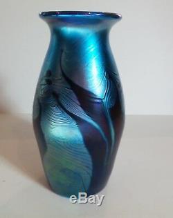 Signed JAMES LUNDBERG Art Glass Vase, Lundberg Studios, 1977 (#1)