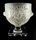 Signed Lalique France Art Glass Elizabeth Footed Frosted Bird Vase Bowl