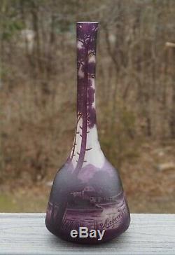 Signed Loetz Richard Cameo Art Glass 12 Vase, Woodlands/Alpine Scene
