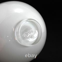 Signed Malcolm Sutcliffe Art Glass Bowl in White with Blue Decoration