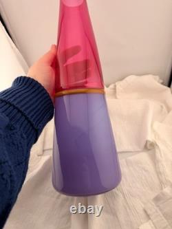 Signed Michael Jaross 1995 Art Glass Vase Pink Purple Cased Studio Glass MCM
