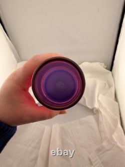 Signed Michael Jaross 1995 Art Glass Vase Pink Purple Cased Studio Glass MCM