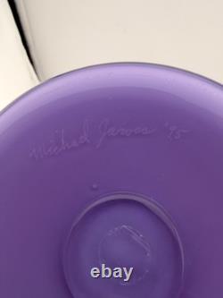 Signed Michael Jaross 1995 Art Glass Vase Pink Purple Cased Studio Glass MCM