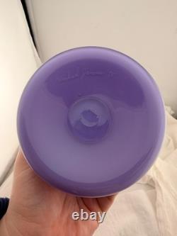 Signed Michael Jaross 1995 Art Glass Vase Pink Purple Cased Studio Glass MCM