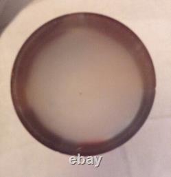 Signed Modernist Art Glass Vase A. Tabar Cut Enamel Gold Red Grey Unusual