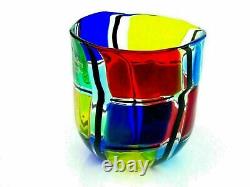 Signed! Murano Angello Ballarin Art Glass Pezzato Studio Cylinder Vase