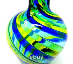 Signed Murano Art Glass Ballarin Filigrana Spiral Bulbous Vase