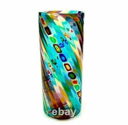 Signed Murano Ballarin Multi Coloured Studio Millefiori Murrine Studio Vase