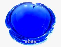 Signed Murano Cenedese X BIG Art Glass Vibrant Blue UFO Space Age Bowl 1.7kg