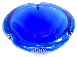 Signed Murano Cenedese X BIG Art Glass Vibrant Blue UFO Space Age Bowl 1.7kg