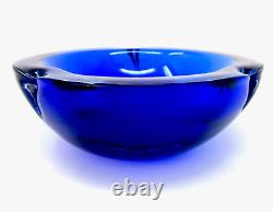 Signed Murano Cenedese X BIG Art Glass Vibrant Blue UFO Space Age Bowl 1.7kg