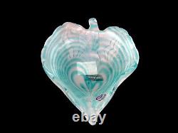 Signed Murano Glass Cenedese Art Glass Aqua Heart Scavo Studio Dish A Da Ros