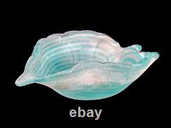 Signed Murano Glass Cenedese Art Glass Aqua Heart Scavo Studio Dish A Da Ros