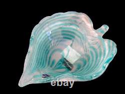 Signed Murano Glass Cenedese Art Glass Aqua Heart Scavo Studio Dish A Da Ros