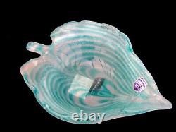 Signed Murano Glass Cenedese Art Glass Aqua Heart Scavo Studio Dish A Da Ros