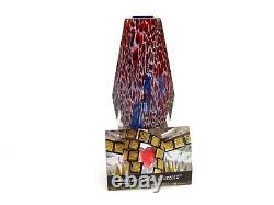 Signed Murano Mandruzzato Art Glass Block Marble Effect Vase Certificate 20cm