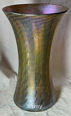 Signed Nash Iridescent Art Nouveau Glass Vase Tiffany Studios Favrile No Reserve
