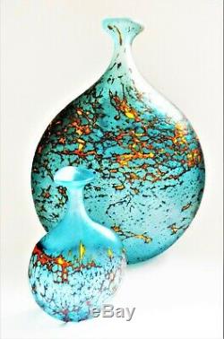 Signed PETER LAYTON British Studio Art Glass vase, Lava