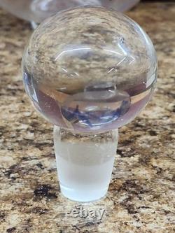 Signed Pulled Feather Art Glass Decanter (H L Feb 1980) Houtson Lamp 8.5