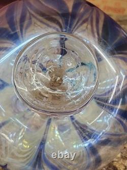 Signed Pulled Feather Art Glass Decanter (H L Feb 1980) Houtson Lamp 8.5