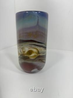 Signed RICK MILLER 10/84 Landscape Art Glass Vase Studio Modern HTF
