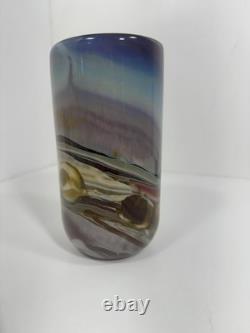 Signed RICK MILLER 10/84 Landscape Art Glass Vase Studio Modern HTF