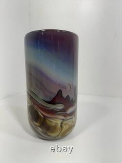 Signed RICK MILLER 10/84 Landscape Art Glass Vase Studio Modern HTF