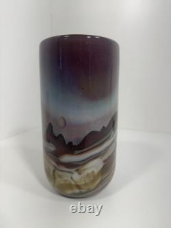 Signed RICK MILLER 10/84 Landscape Art Glass Vase Studio Modern HTF