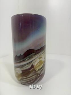 Signed RICK MILLER 10/84 Landscape Art Glass Vase Studio Modern HTF