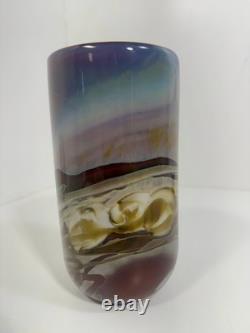 Signed RICK MILLER 10/84 Landscape Art Glass Vase Studio Modern HTF