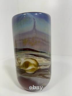 Signed RICK MILLER 10/84 Landscape Art Glass Vase Studio Modern HTF