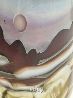 Signed RICK MILLER 10/84 Landscape Art Glass Vase Studio Modern HTF