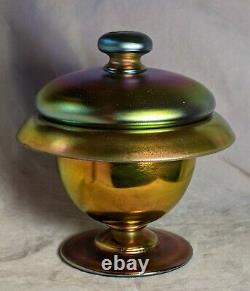 Signed Steuben Gold Aurene Art Glass Lidded Vase or Jar Nouveau Deco NO RESERVE
