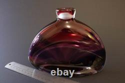Signed Steve Lindars Studio Art Glass Bottle Vase Amethyst Purple Sculptural