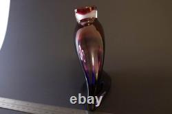 Signed Steve Lindars Studio Art Glass Bottle Vase Amethyst Purple Sculptural