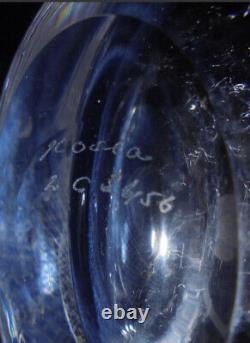 Signed VICKE LINDSTRAND KOSTA BODA Vase Etched It Smells Fish Art Glass, H4-5