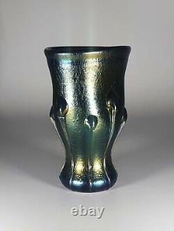 Signed Vaclav Stepanek Iridescent Art Glass Vase Tendrils Tadpoles Decorations