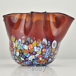 Signed Zecchin Murano Studio Art Glass Vase Fazzoletto Millefiori