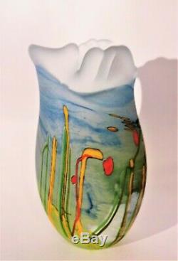Signed norman stuart clarke seabed art glass vase