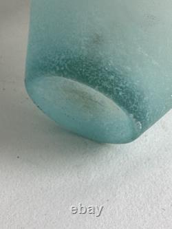 Silvestri Mouth Blown Scavo Turquoise Pulegoso Art Glass Verdigris Top Vase