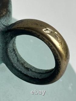 Silvestri Mouth Blown Scavo Turquoise Pulegoso Art Glass Verdigris Top Vase