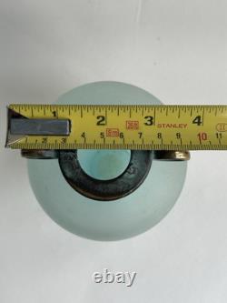 Silvestri Mouth Blown Scavo Turquoise Pulegoso Art Glass Verdigris Top Vase