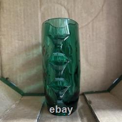 Skion Union Bohemian Green Glass Vase by Rudolf Schroter